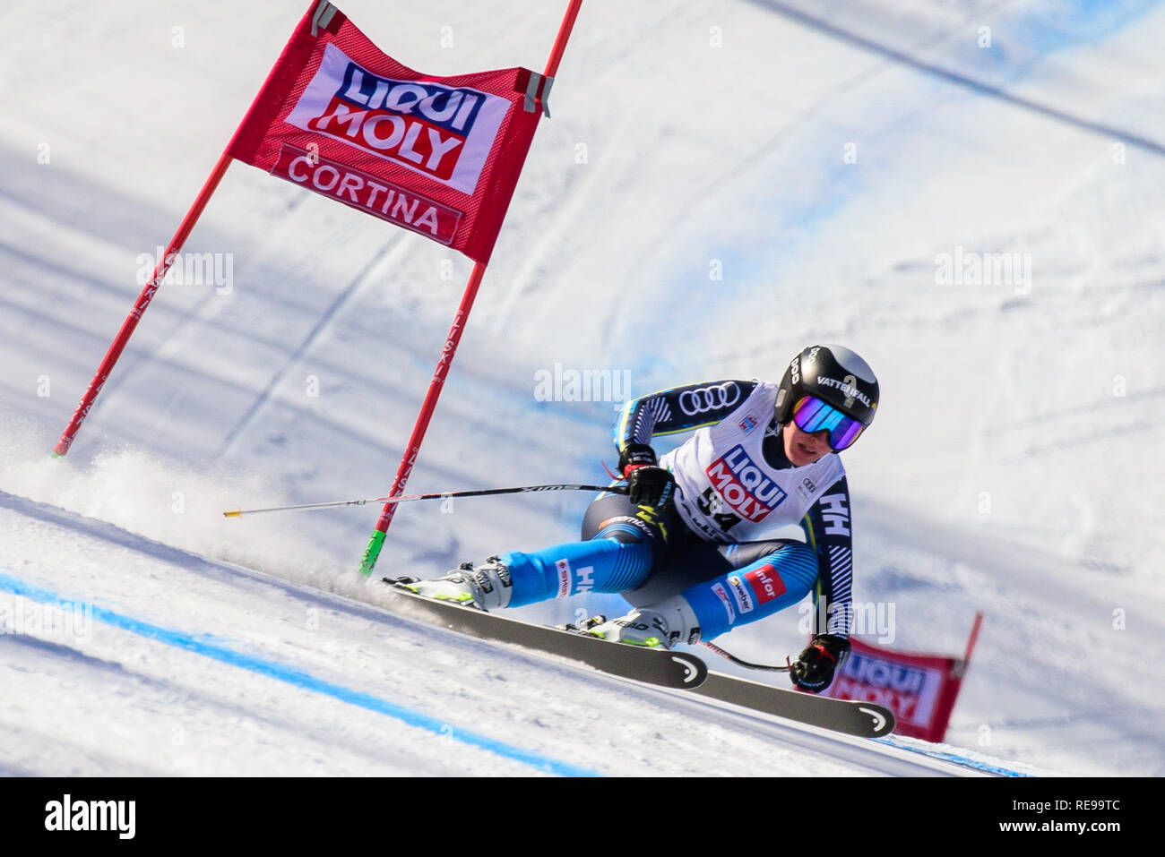 Cortina d'ampezzo, Italia. Xx gen, 2019. Lin Ivarsson di Svezia in azione durante la Audi FIS Coppa del Mondo di Sci Alpino Femminile Super-G su gennaio 20, 2019 a Cortina d'Ampezzo Italia. Credito: Rok Rakun/Pacific Press/Alamy Live News Foto Stock