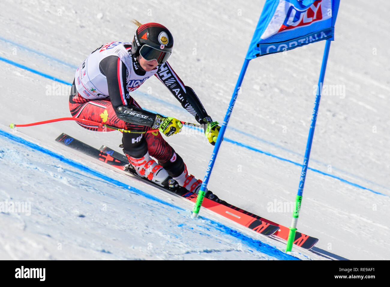 Cortina d'ampezzo, Italia. Xx gen, 2019. Valerie Grenier del Canada in azione durante la Audi FIS Coppa del Mondo di Sci Alpino Femminile Super-G su gennaio 20, 2019 a Cortina d'Ampezzo Italia. Credito: Rok Rakun/Pacific Press/Alamy Live News Foto Stock