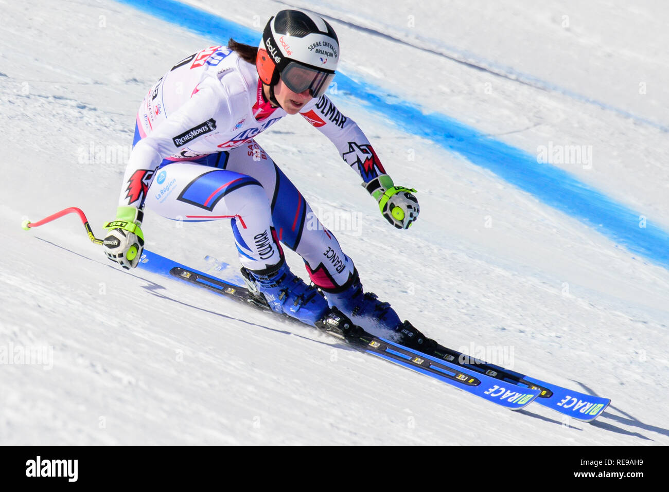 Cortina d'ampezzo, Italia. Xx gen, 2019. Ester Paslier della Francia in azione durante la Audi FIS Coppa del Mondo di Sci Alpino Femminile Super-G su gennaio 20, 2019 a Cortina d'Ampezzo Italia. Credito: Rok Rakun/Pacific Press/Alamy Live News Foto Stock