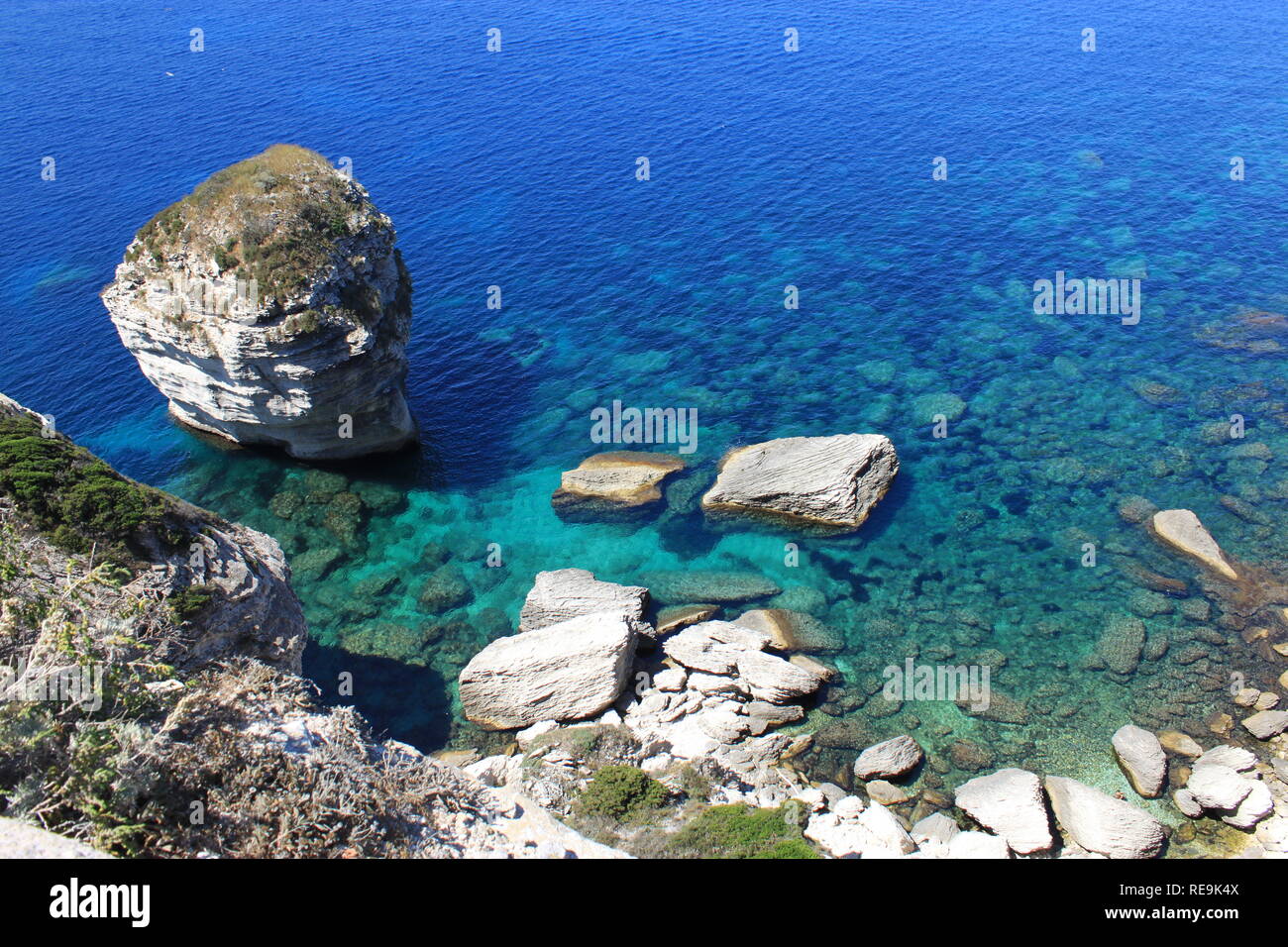 Grain de Sable rock a Bonifacio stretto la riserva naturale in Corsica, Francia Foto Stock