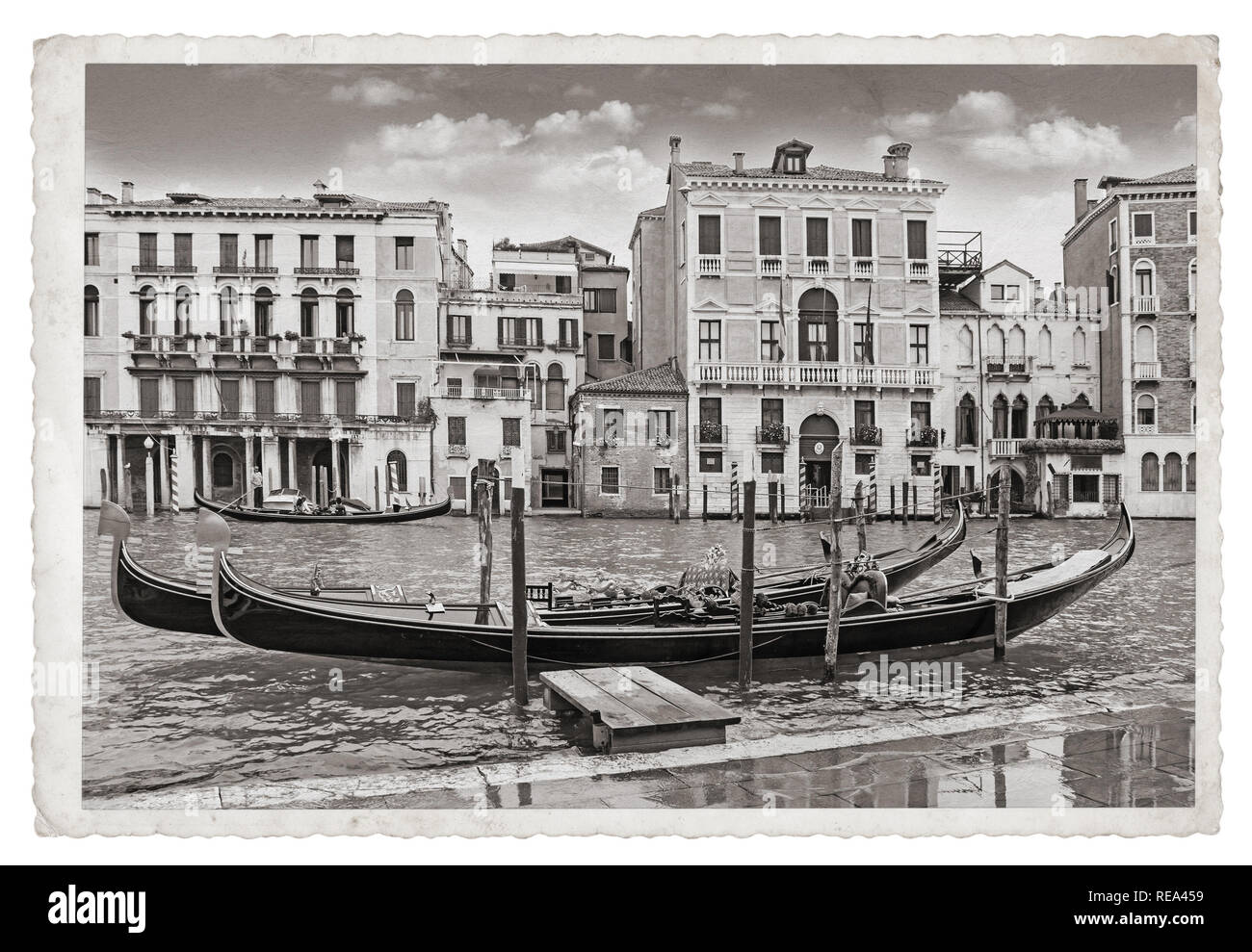 Vintage vecchie foto in bianco e nero a Venezia Italia Foto Stock