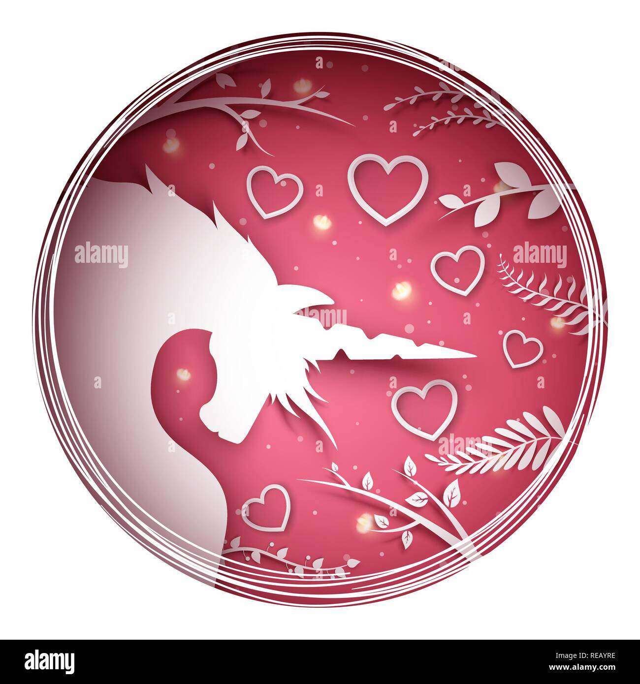 Cartoon unicorn. Carta illustrazione del paesaggio. Illustrazione Vettoriale