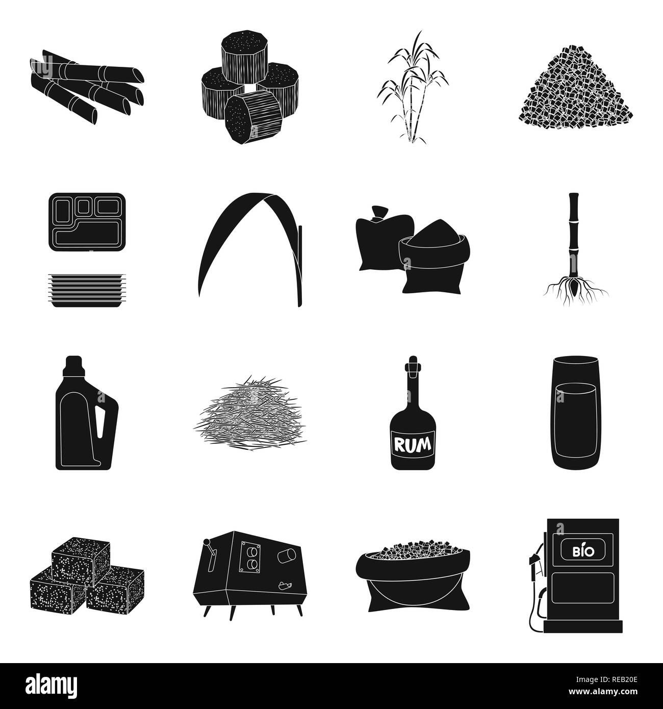 Stick,pezzo,bush,cartone,foglie,bag,root,Casa,bagasse,rum,succhi di frutta,cube,spremiagrumi,benzina,palm,granulata,contenitore,verde,sabbia,sistema,prodotti chimici,materie,bottiglia,cibo,macchina,l'ugello,crop,marrone,la canna da zucchero, di canna da zucchero,,campo,impianto,plantation,agriturismo,l'agricoltura,saccarosio,technology,impostare,vettore,icona,immagine,isolato,raccolta,design,l'elemento,graphic,segno,Black,semplici vettori vettore , Illustrazione Vettoriale