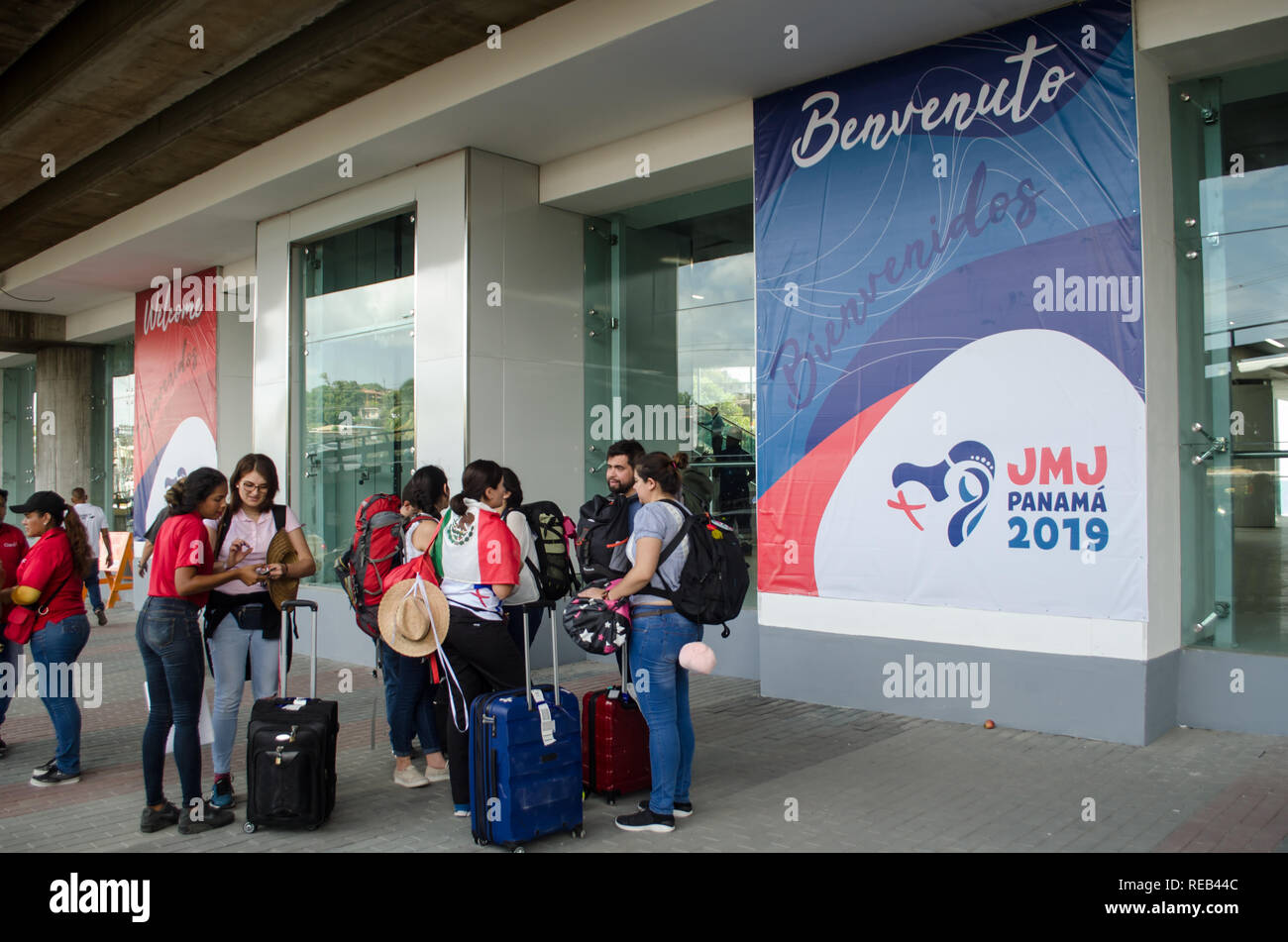 I pellegrini arrivano a Panama per la Giornata Mondiale della Gioventù Panama 2019 Foto Stock