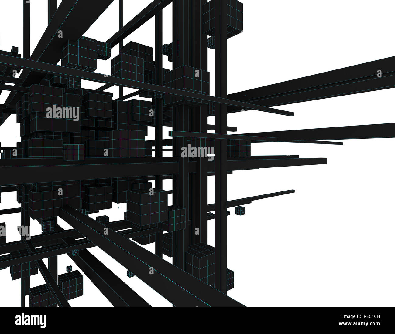 Attraversata a cubetti, spazio 3D connessione, la tecnologia del futuro Foto Stock