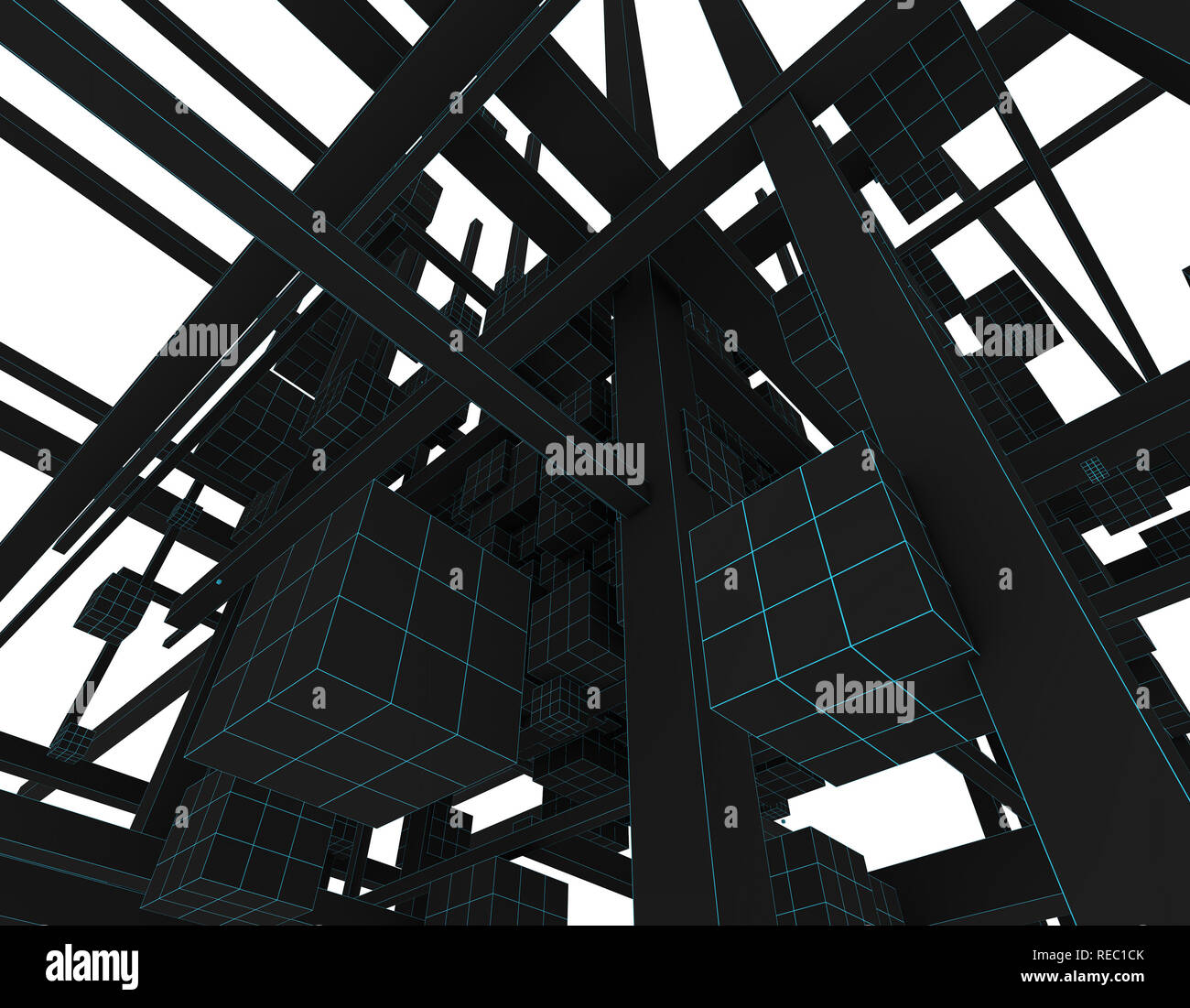 Attraversata a cubetti, spazio 3D connessione, la tecnologia del futuro Foto Stock
