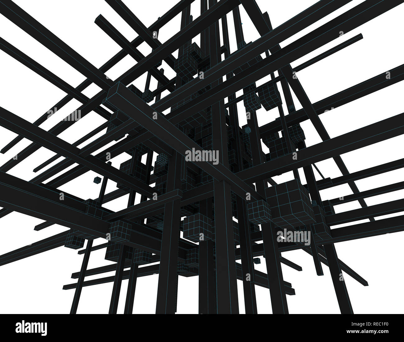 Attraversata a cubetti, spazio 3D connessione, la tecnologia del futuro Foto Stock