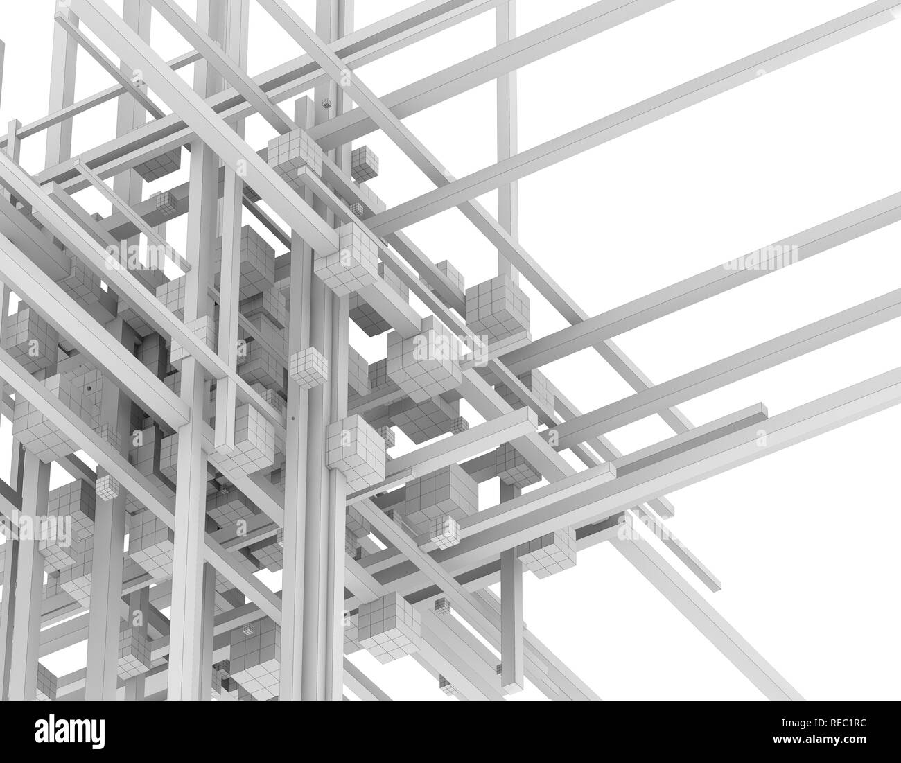 Attraversata a cubetti, spazio 3D connessione, la tecnologia del futuro Foto Stock