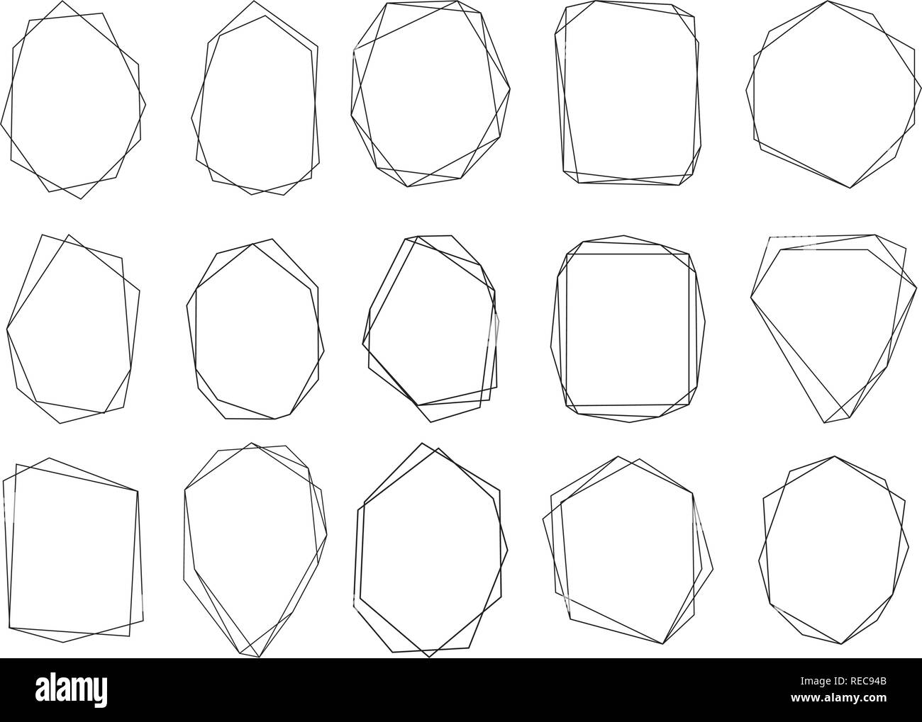 Telai poligonale impostato. I triangoli di oro, forme geometriche. Illustrazione Vettoriale
