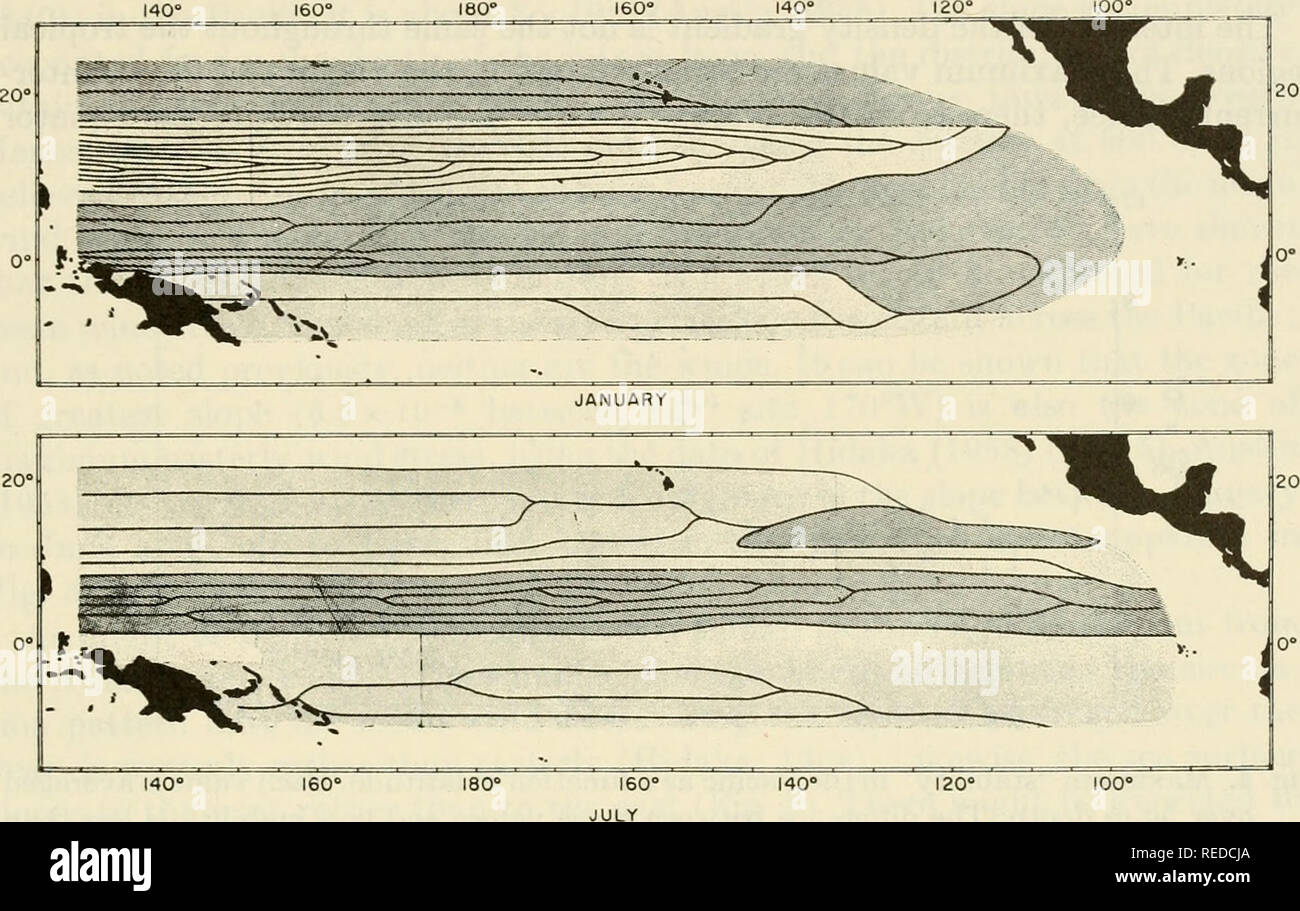 . La composizione di acqua di mare : comparativo e oceanografia descrittiva. Acqua di mare -- Composizione. Setta. 3] equatoriale sistemi corrente 239 est-fluente Cromwell la corrente fluisce al di sotto del Sud corrente equatoriale. In secondo luogo, l'esistenza di Cromwell attuale suggerisce fortemente che la come- sumptions del modello di Sverdrup (vale a dire la soppressione di tutti i termini non lineari) non sono giustificati in prossimità dell'equatore. Ci sono altre due aree in cui i calcoli di trasporto di Fig. 3 in disaccordo con la superficie corrente in Fig. 1. Il primo è la posizione del bordo settentrionale del Nord Foto Stock