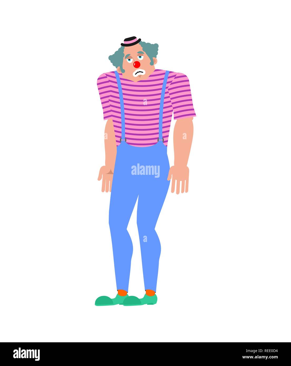 Clown triste. funnyman dolorosa. harlequin spiacenti. Illustrazione Vettoriale Illustrazione Vettoriale