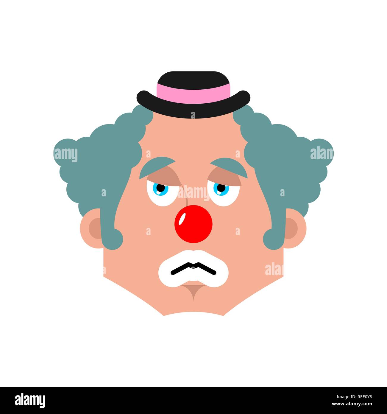 Clown triste emozione avatar. funnyman tristi gli Emoji. harlequin fsce. Illustrazione Vettoriale Illustrazione Vettoriale
