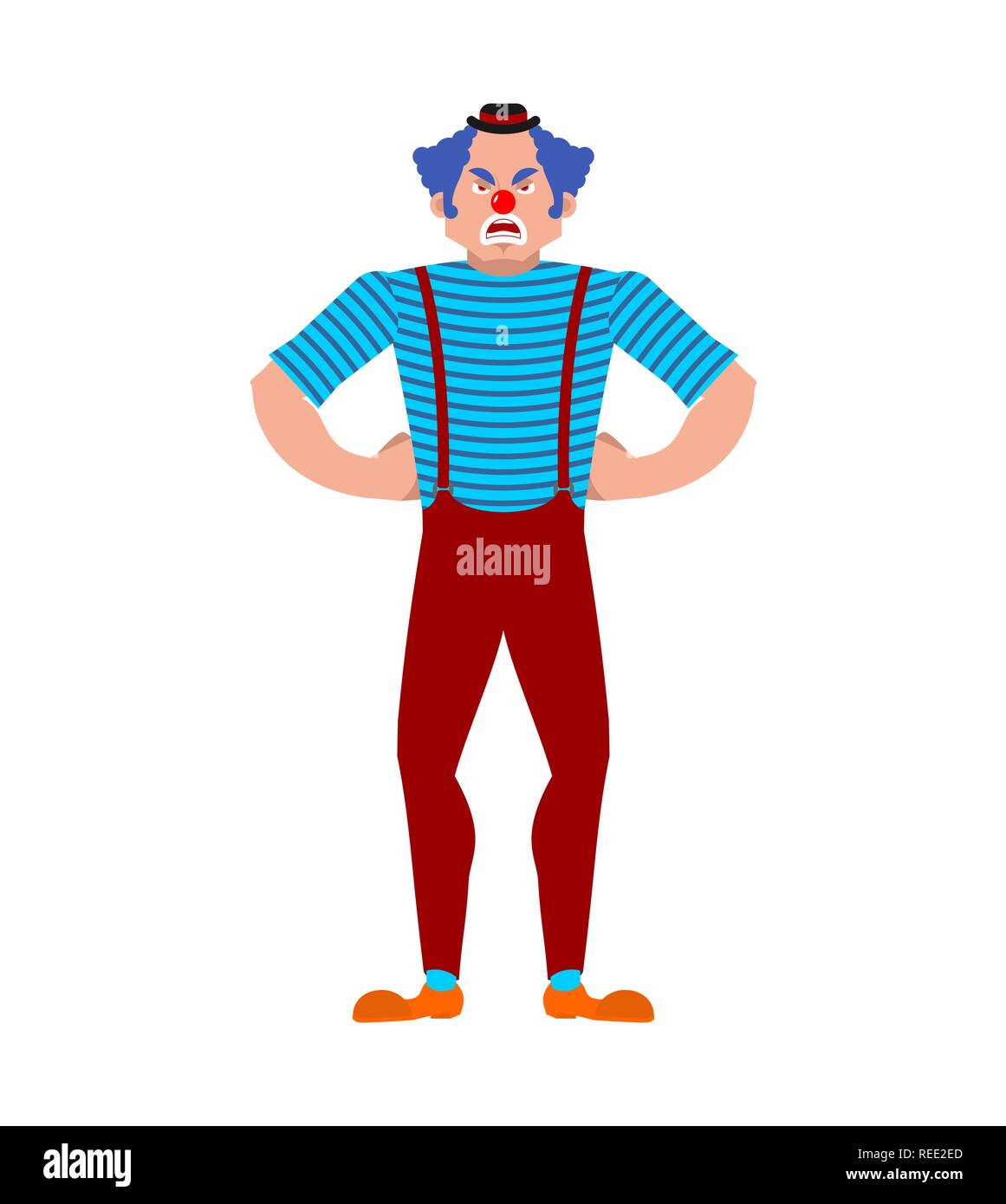 Clown arrabbiato. funnyman male. harlequin illustrazione vettoriale Illustrazione Vettoriale