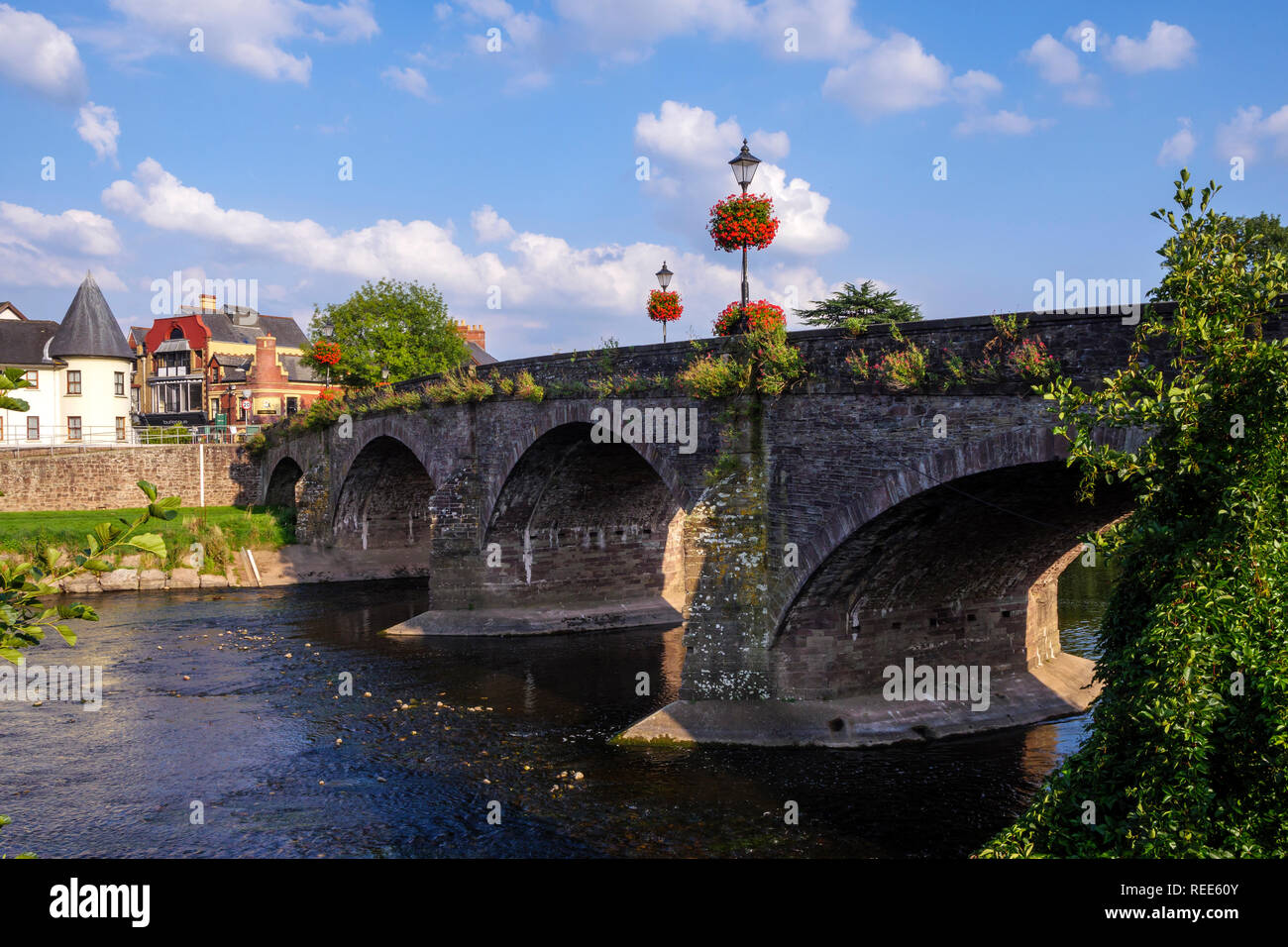 Ponte sul Fiume Usk Usk Gwent nel Galles Foto Stock