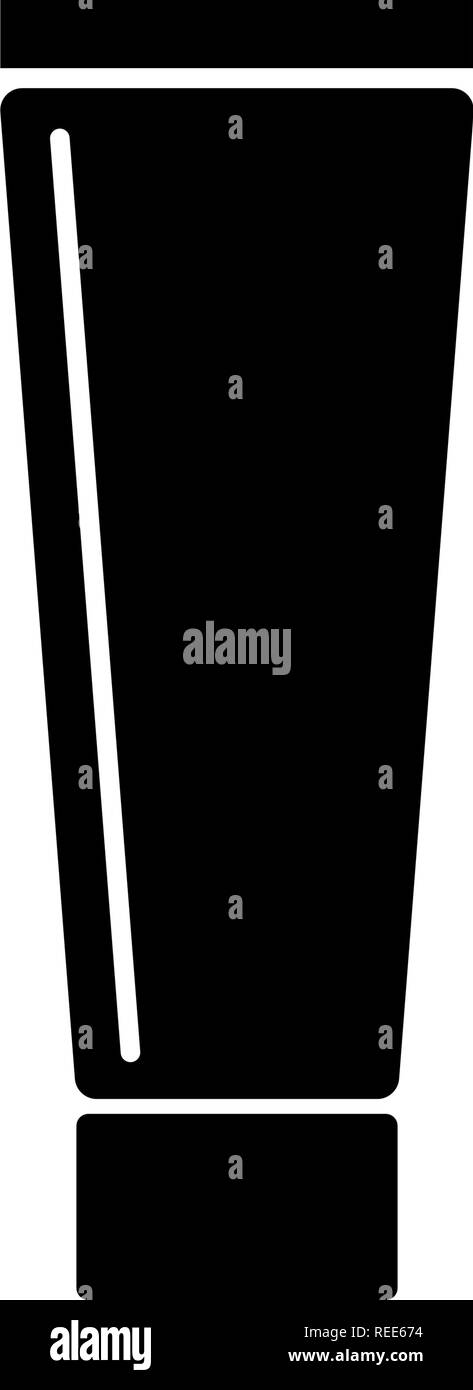 Tubo in plastica per i medicinali o i cosmetici - crema, gel, cura della pelle, il dentifricio. Epilazione e depilazione. Icona nera stile piatto Illustrazione Vettoriale