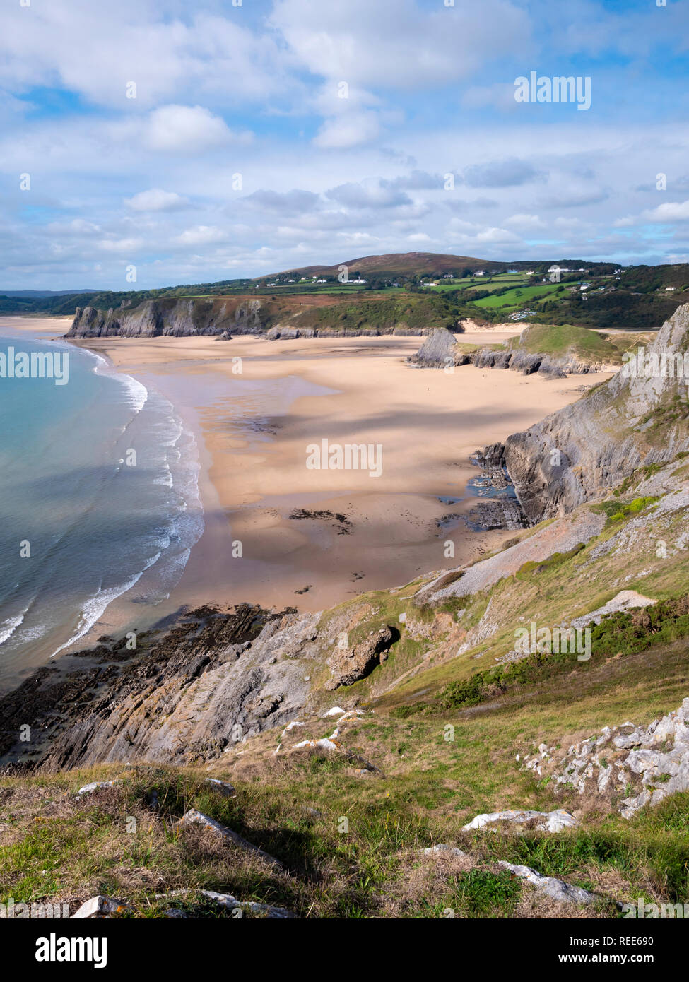 Three Cliffs Bay Gower Swansea Galles Foto Stock