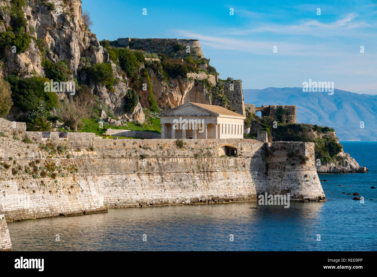 Europa Grecia Corfù Corfù Città Vecchia Fortezza San Giorgio Chiesa Foto Stock