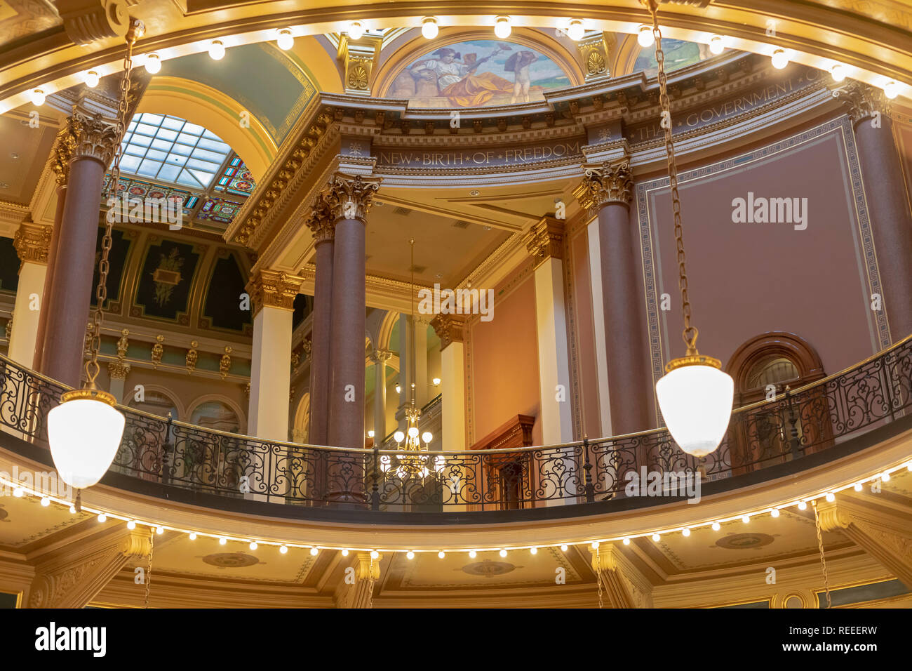 Des Moines, Iowa - l'interno dell'Iowa State Capitol Building. Foto Stock