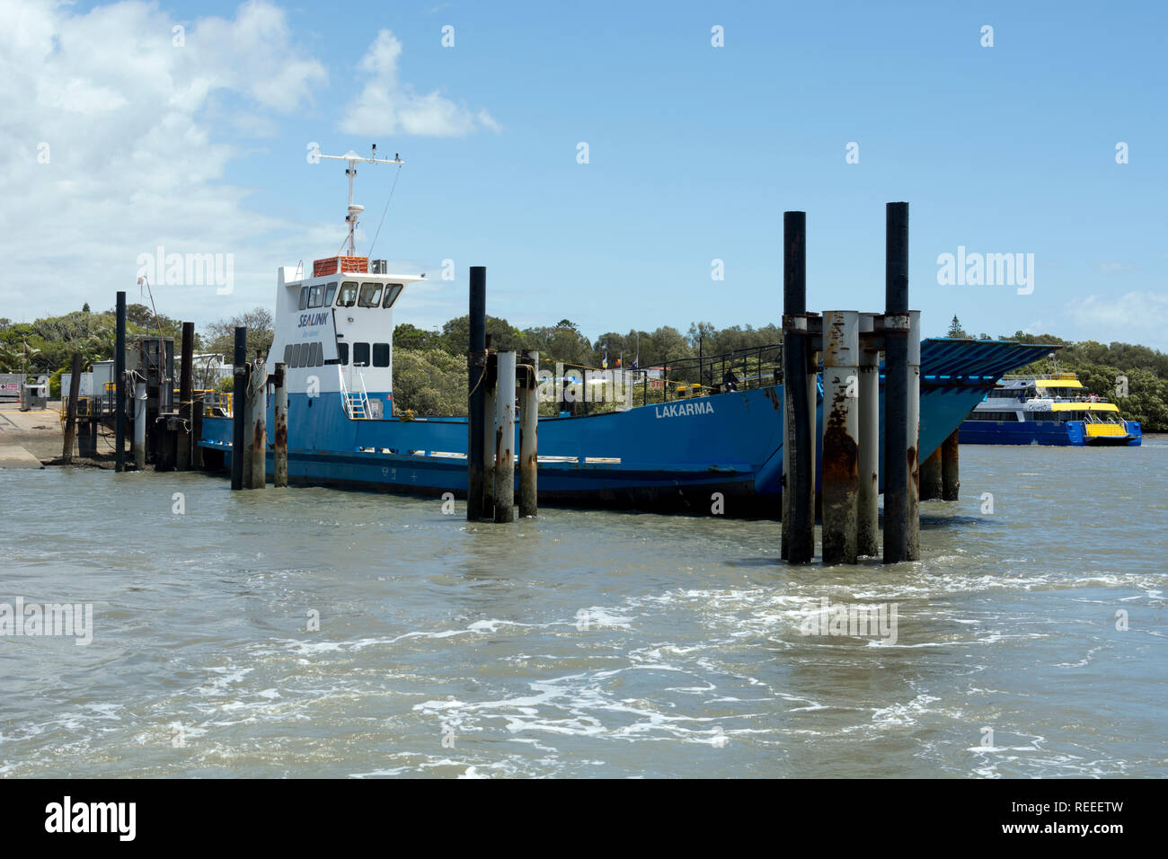 Sealink Bay Islands veicolo traghetto "Lakarma' a Cleveland, Queensland, Australia Foto Stock