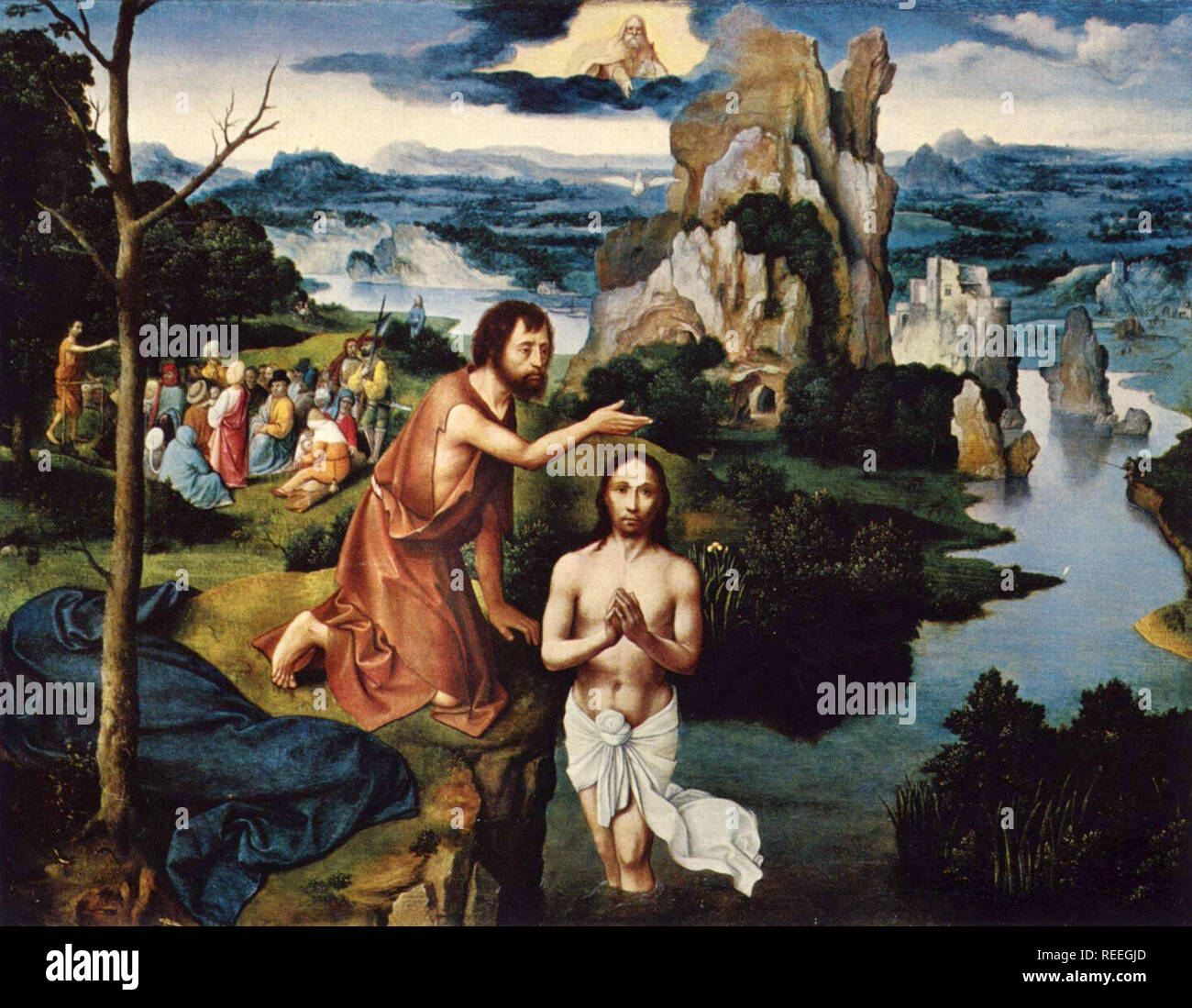 Il Battesimo di Cristo di Joachim Patinir Foto Stock