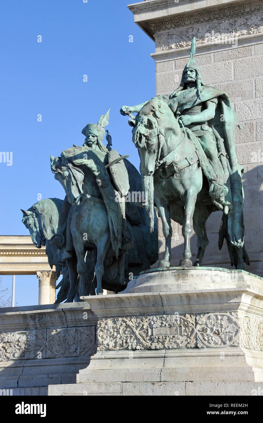 La Piazza degli Eroi è una delle piazze principali di Budapest, Ungheria. Monumento millenario. Hősök tere Foto Stock