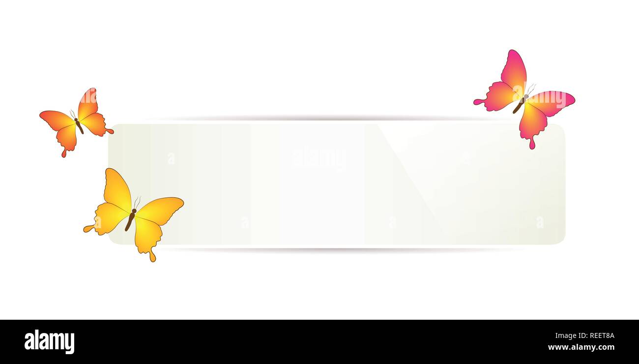 Tag etichetta con coloratissime farfalle e spazio copia illustrazione vettoriale EPS10 Illustrazione Vettoriale