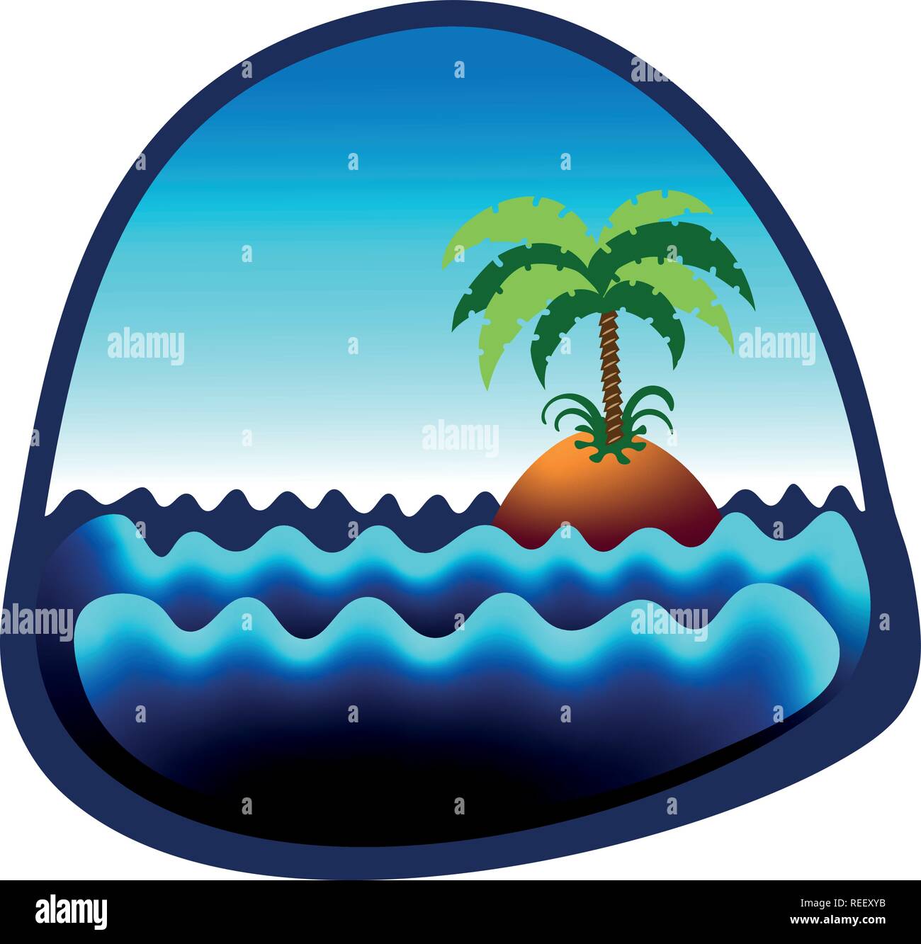 Isola deserta stile cartoon illustrazione vettoriale Illustrazione Vettoriale