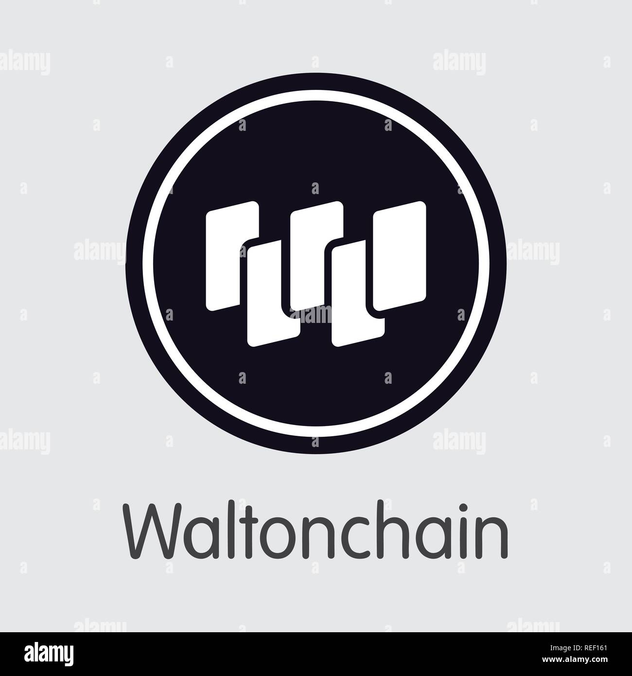 WTC - Waltonchain. Il logo del commercio di monete o emblema di mercato. Illustrazione Vettoriale
