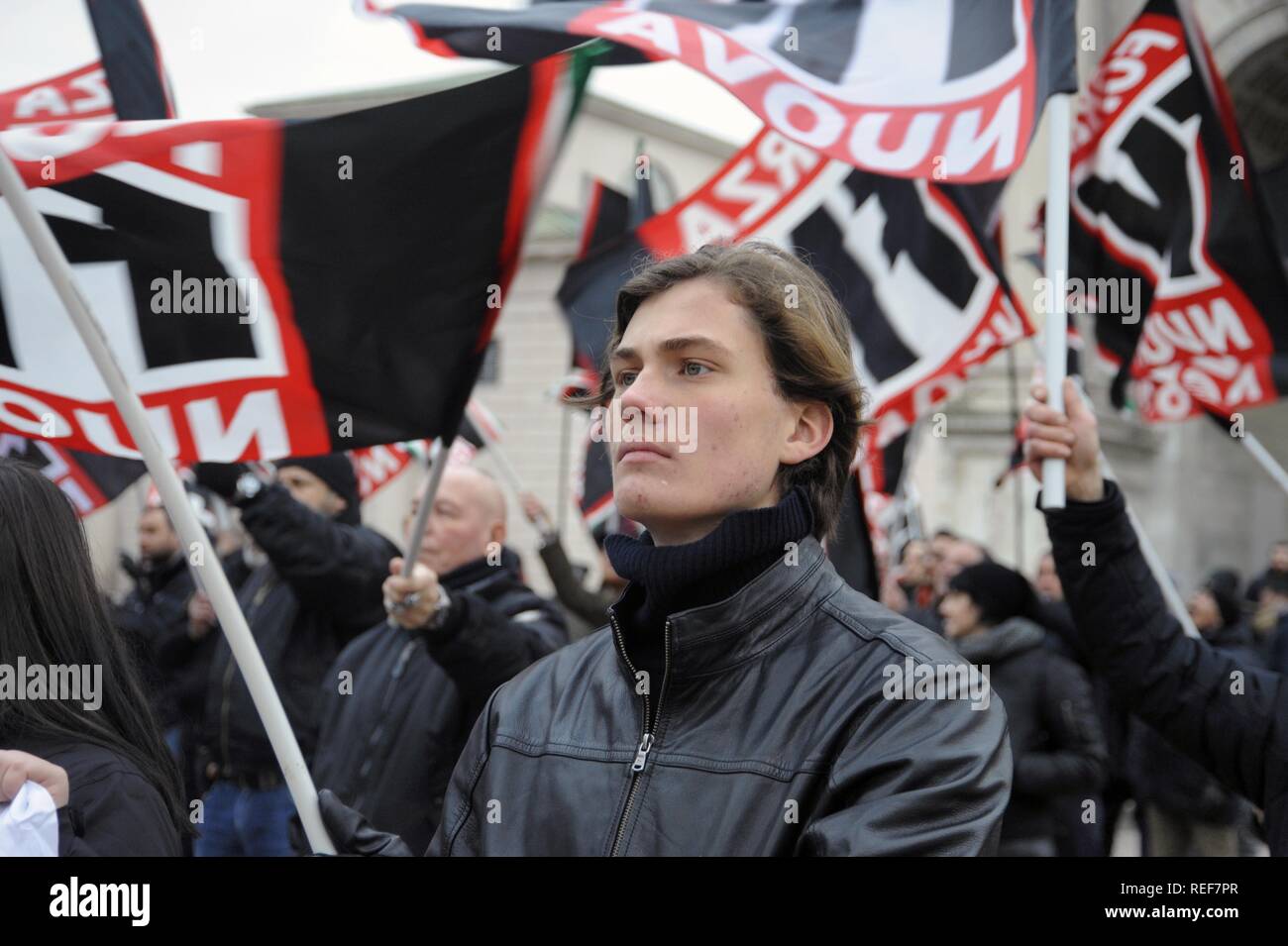 Milano (Italia), sale riunioni di estrema destra gruppo politico Forza Nuova Foto Stock