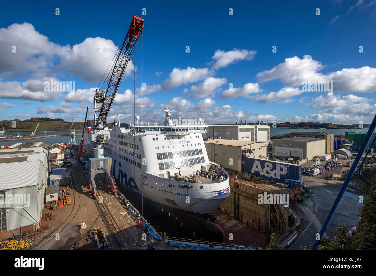 Falmouth Dock; riparazione navale; Cornovaglia; Regno Unito Foto Stock