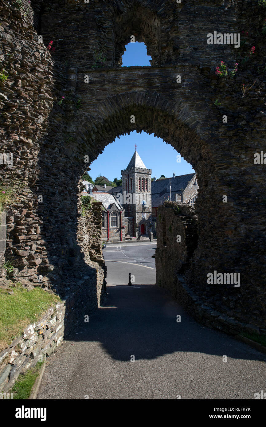 Launceston Castle; Archway; Cornovaglia; Regno Unito Foto Stock