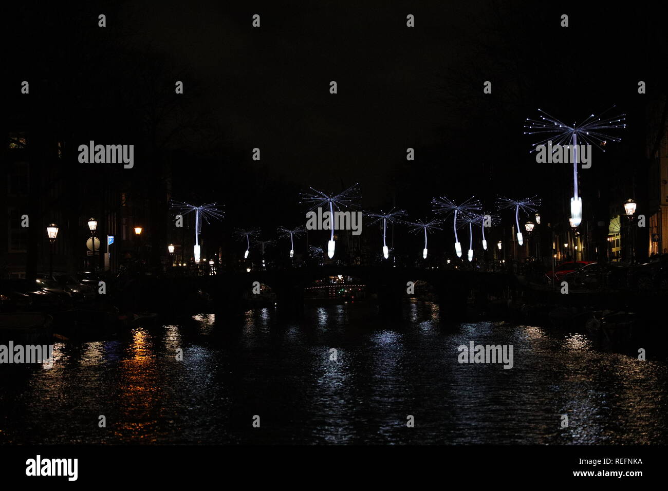 Amsterdam, Paesi Bassi. Il 15 gennaio, 2019. Luce di Amsterdam Festival: 'luce un desiderio" da OGE Gruppo. Foto Stock