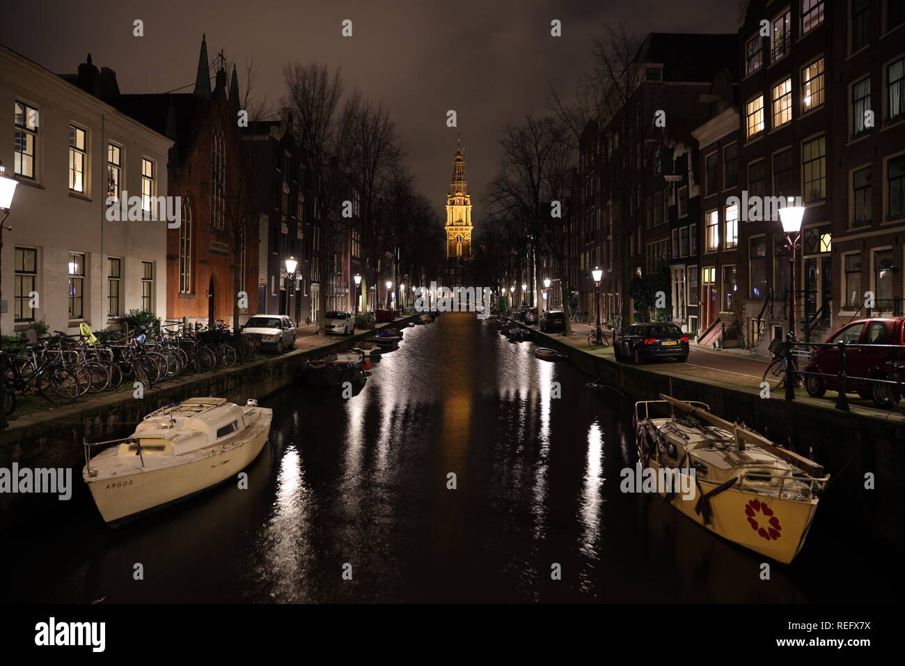 La Zuiderkerk (Chiesa del Sud), una del XVII secolo la chiesa protestante in l'area di Nieuwmarkt di Amsterdam costruita appositamente per i servizi di protestanti. Foto Stock