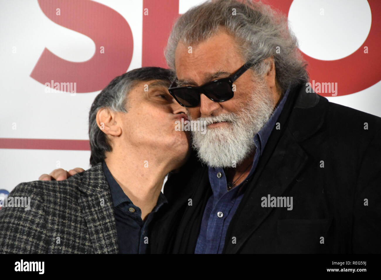 Roma, Italia. 21 gennaio 2019. Hotel le Mèridienne Visconti - film di presentazione COMPROMESSI SPOSI Vincenzo Salemme e Diego Abatantuono Credit: Giuseppe Andidero/Alamy Live News Foto Stock