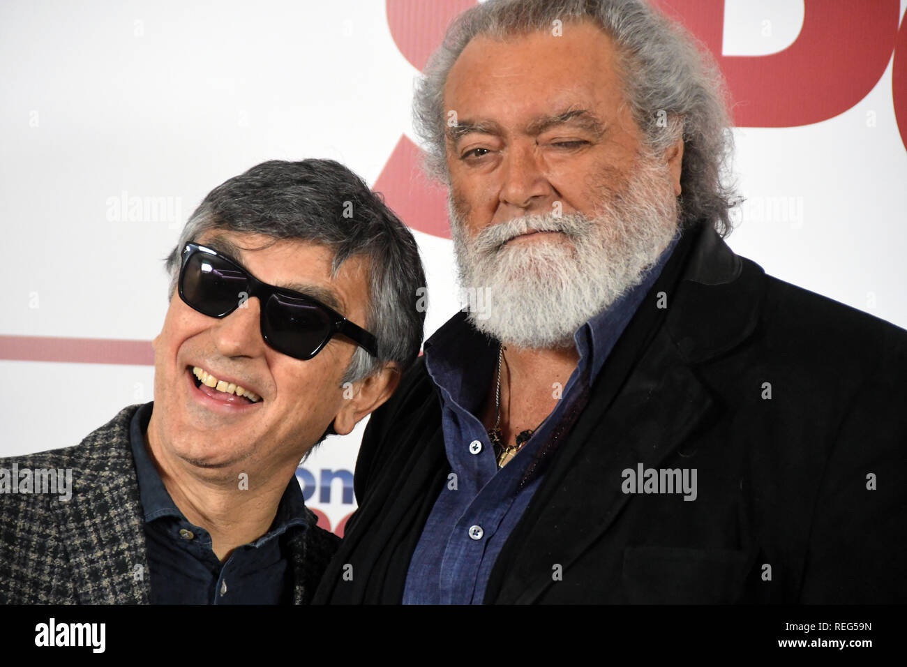 Roma, Italia. 21 gennaio 2019. Hotel le Mèridienne Visconti - film di presentazione COMPROMESSI SPOSI Vincenzo Salemme e Diego Abatantuono Credit: Giuseppe Andidero/Alamy Live News Foto Stock