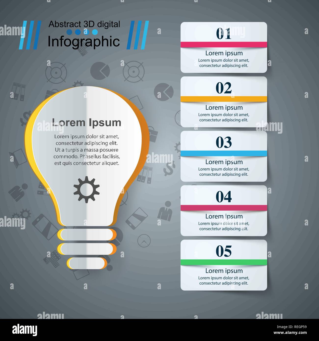 Buld, luce - carta business Una infografica. Illustrazione Vettoriale