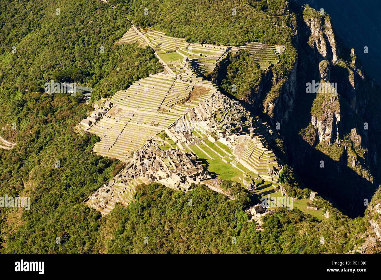 Luftaufnahme von Machu Picchu Foto Stock