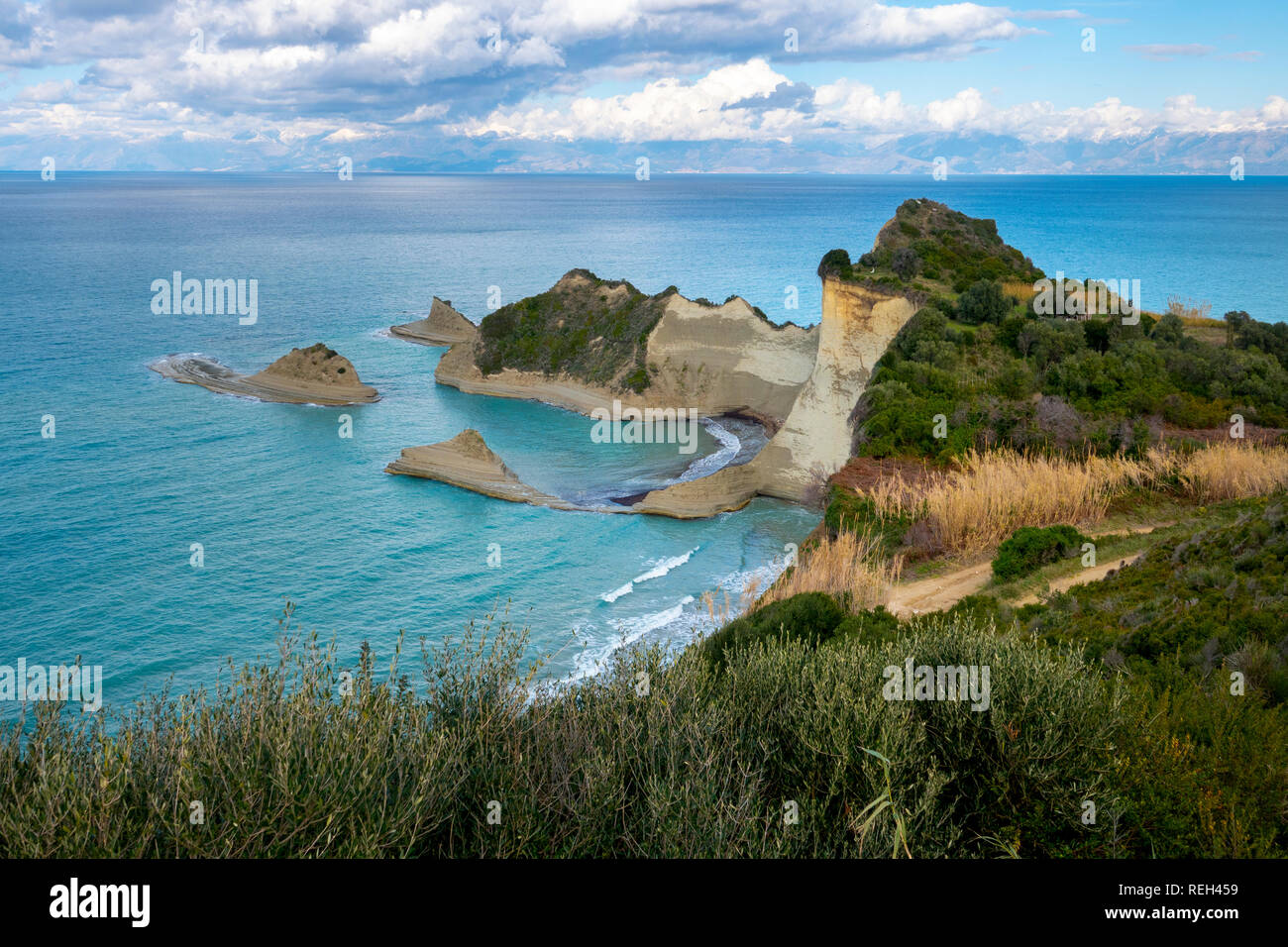 Europa Grecia Corfu cape Drastis presso la Northwestern la maggior parte della punta del isola greca Foto Stock