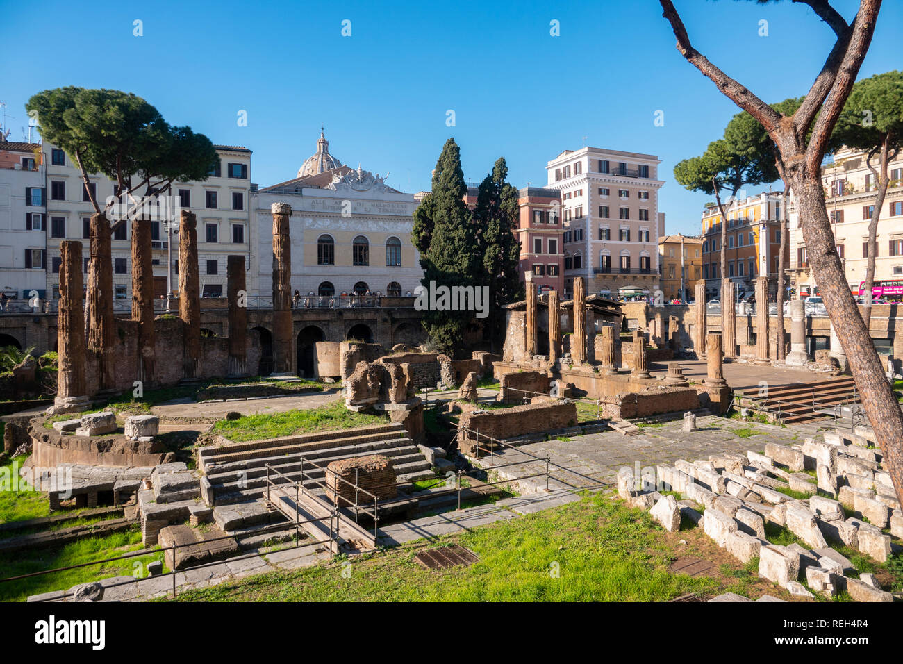 Europa Italia Roma Largo di Torre Argentina Home del gatto Santuario e rovine romane Foto Stock