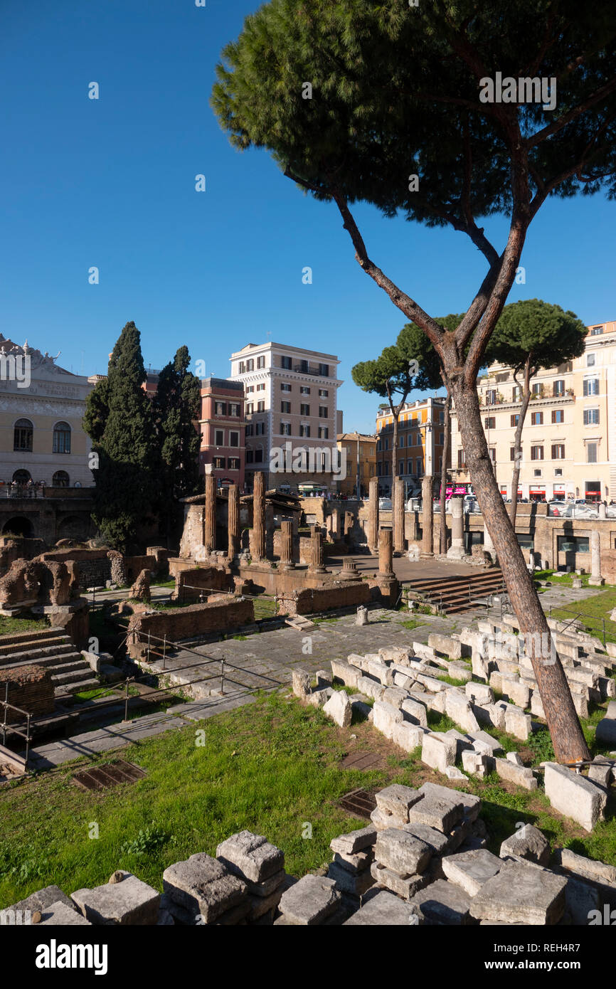 Europa Italia Roma Largo di Torre Argentina Home del gatto Santuario e rovine romane Foto Stock