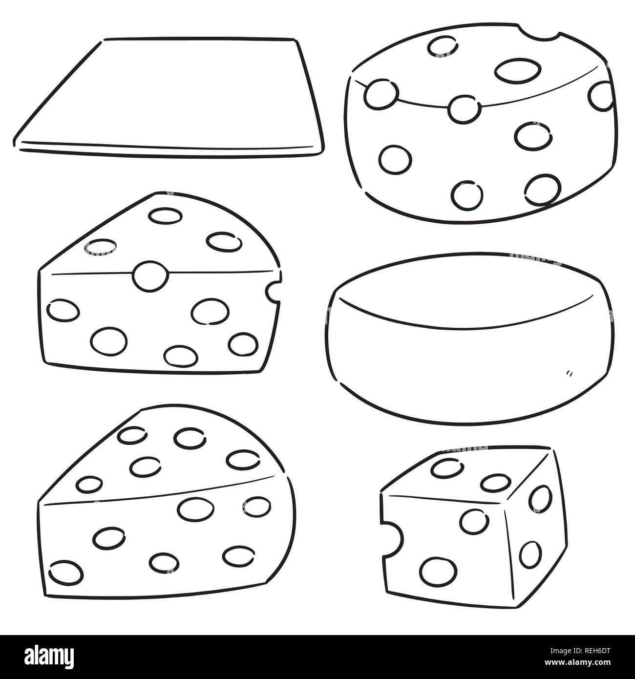 Set di vettore di formaggio Illustrazione Vettoriale