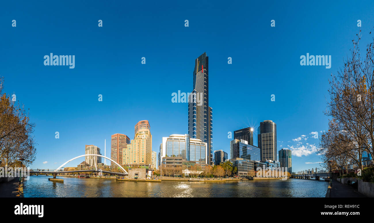 Panorama del quartiere di Southbank, Melbourne, Victoria, Australia Foto Stock