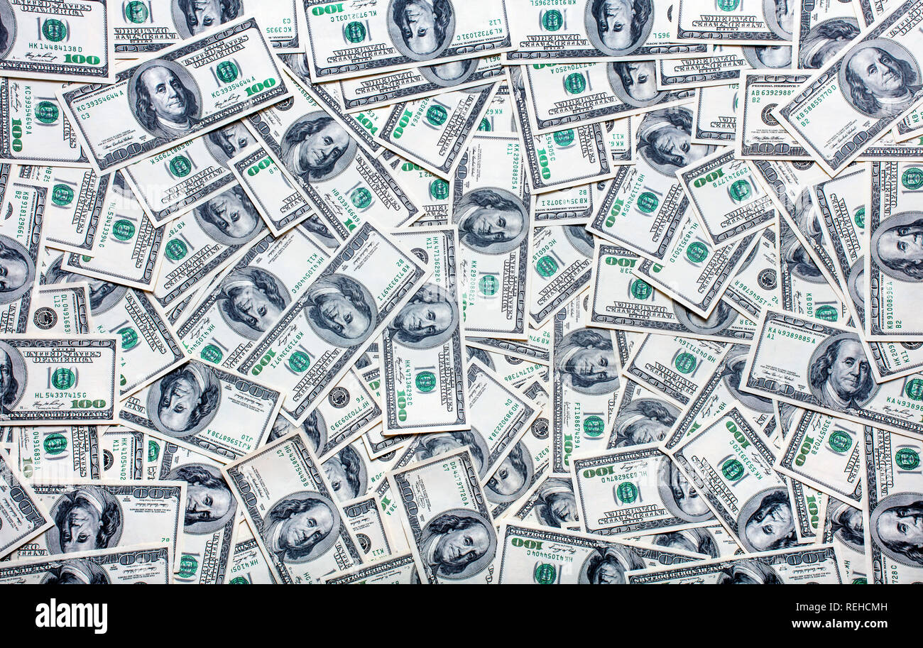 Un centinaio di dollari note come sfondo Foto Stock