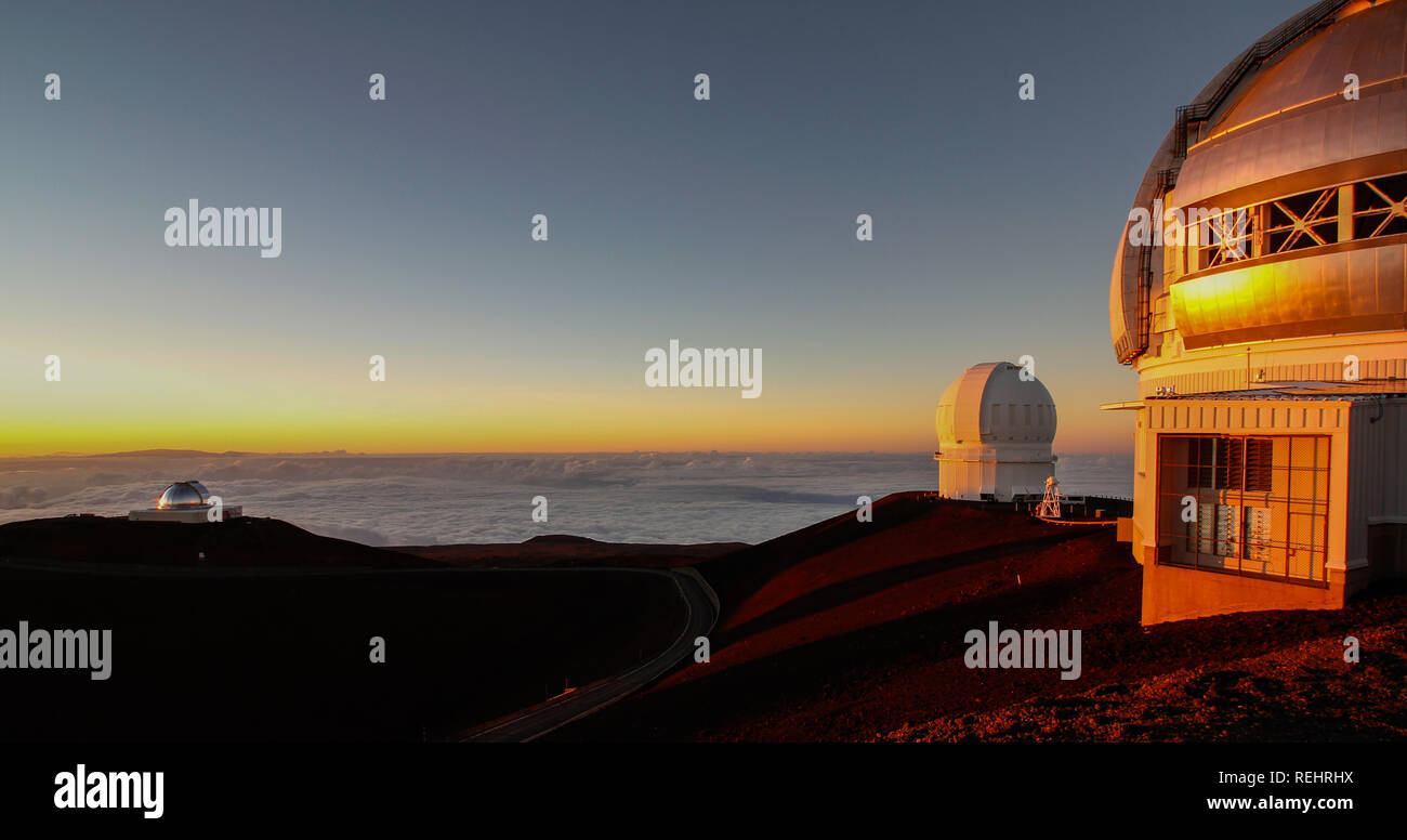 Tramonto a Mauna Kea Mountain Hawaii Foto Stock