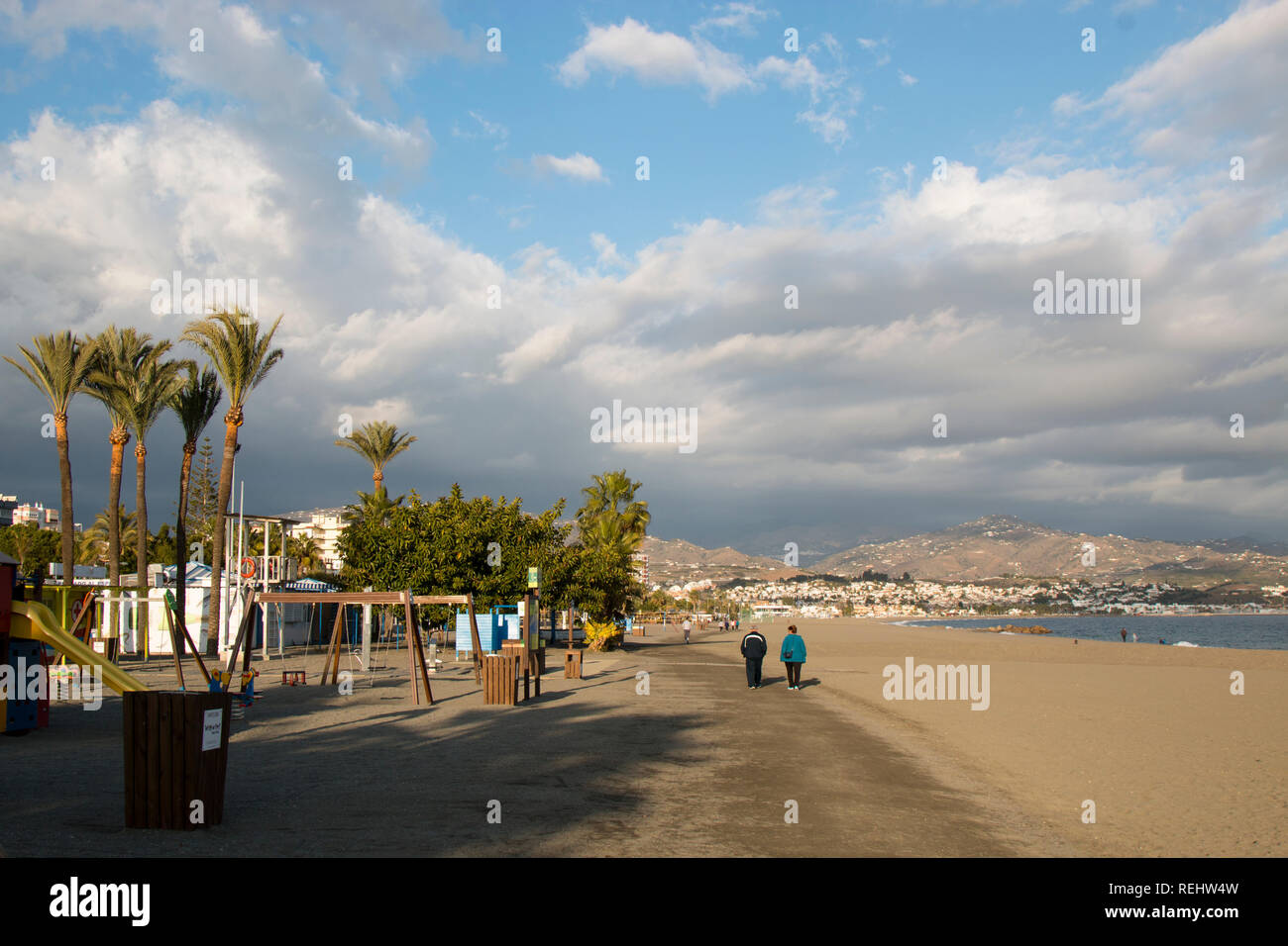 Torre Del Mar Beach in Spagna Foto Stock