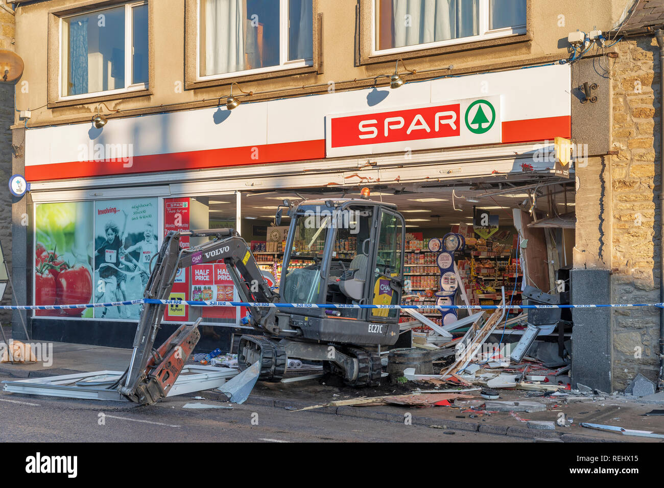 Duncan Elrick apparve a Elgin Sheriff Court oggi a seguito di una RAM raid in un ATM in il negozio Spar su Keith's Regent Street, murene, Scozia Th Foto Stock