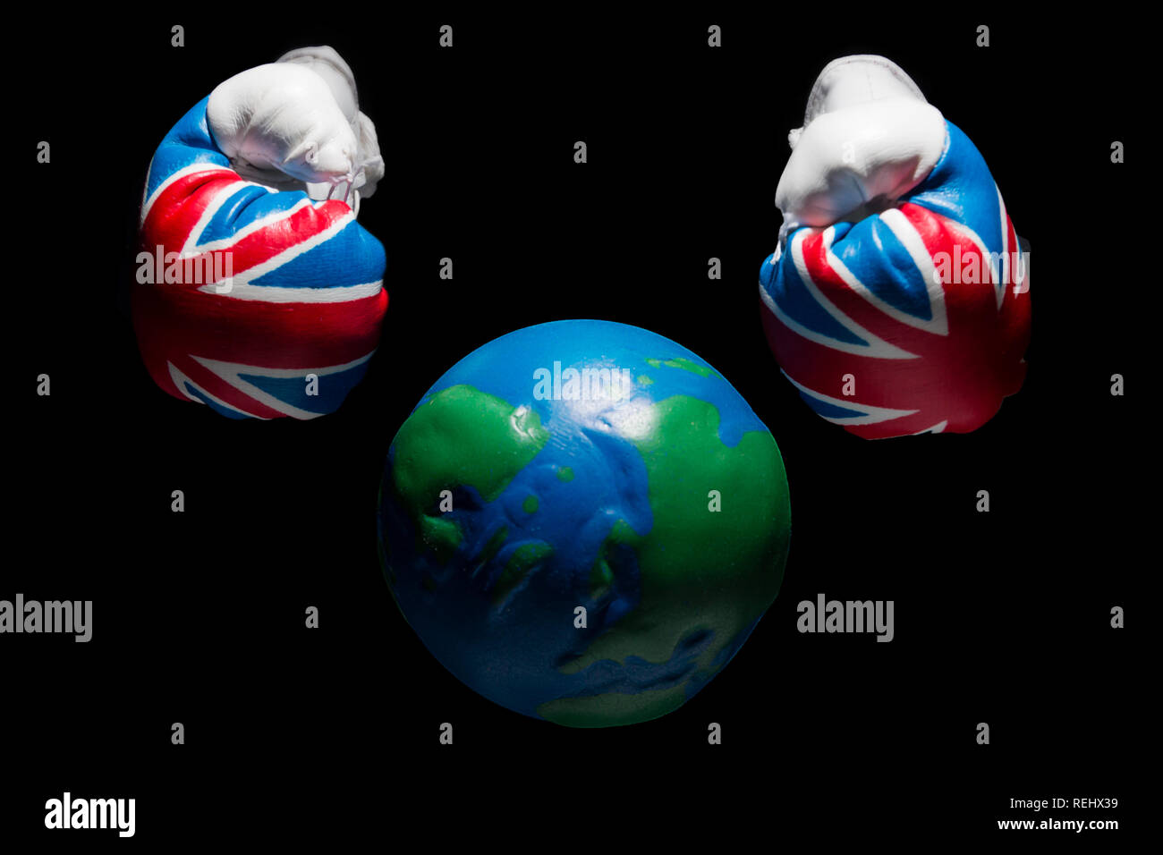 UK vs il mondo Foto Stock