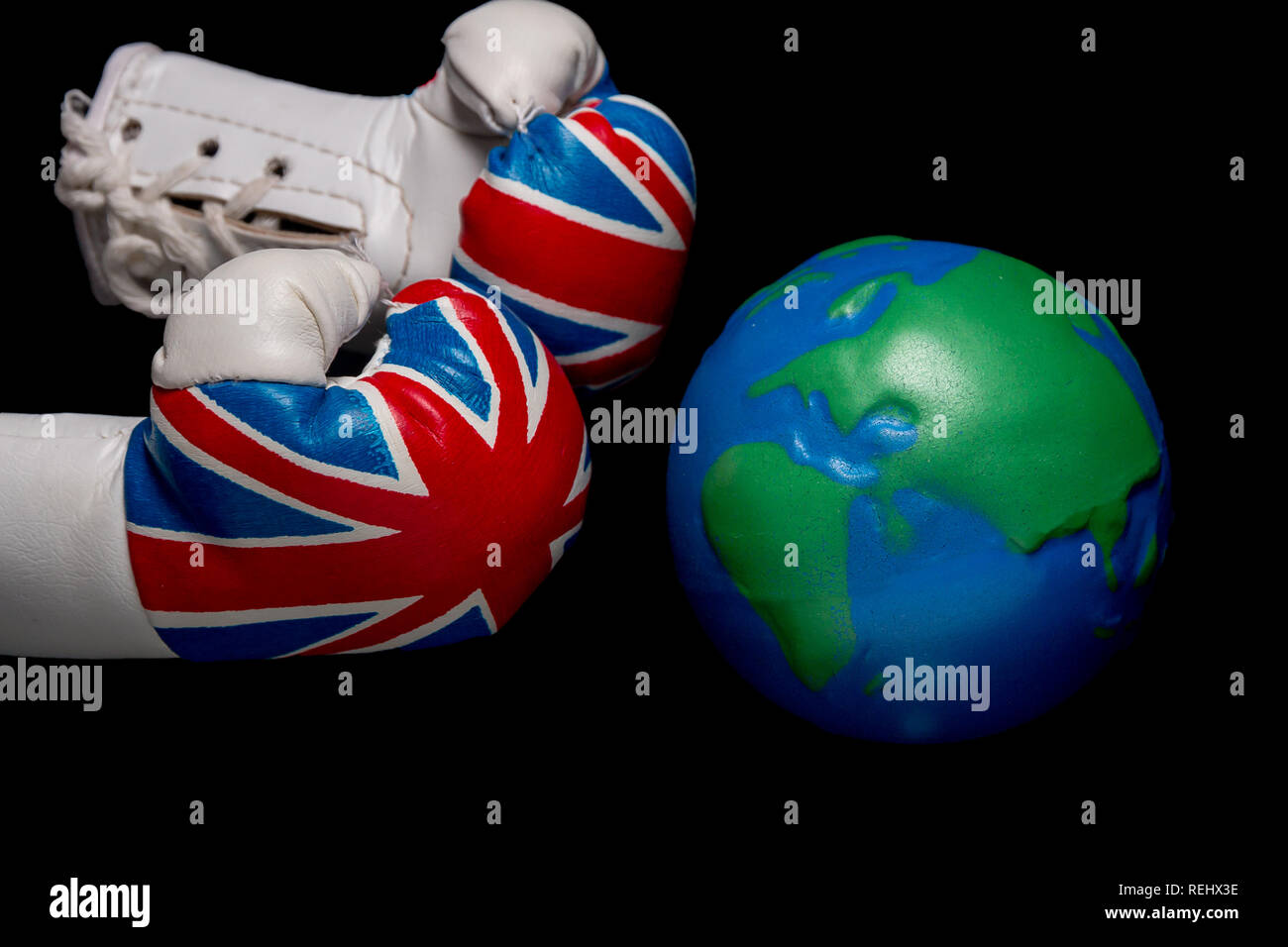 UK vs il mondo Foto Stock