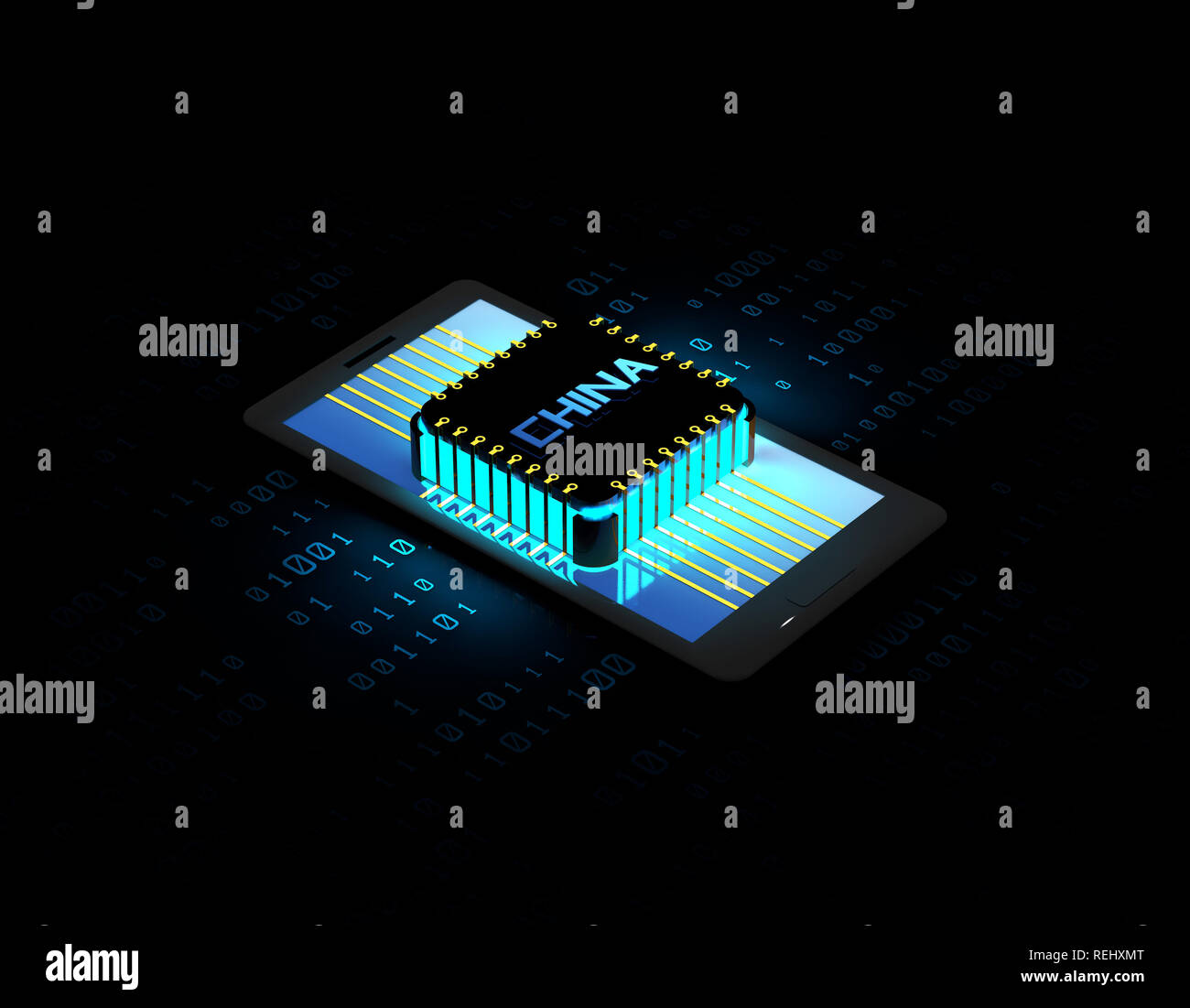 Della Cina di chip elettronico tecnologia, la trasmissione di dati di rete e di storage, grande tecnologia dati, apparecchiature elettroniche tecnologia CPU Foto Stock