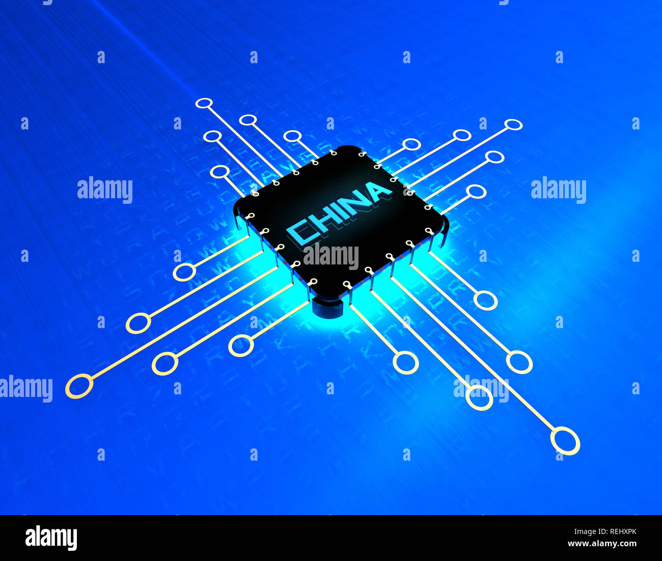 Della Cina di chip elettronico tecnologia, la trasmissione di dati di rete e di storage, grande tecnologia dati, apparecchiature elettroniche tecnologia CPU Foto Stock